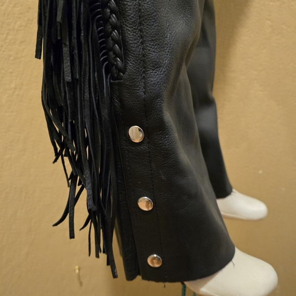 Leather motorcycle Chaps. sz L     MC1 - Picture 6 of 7